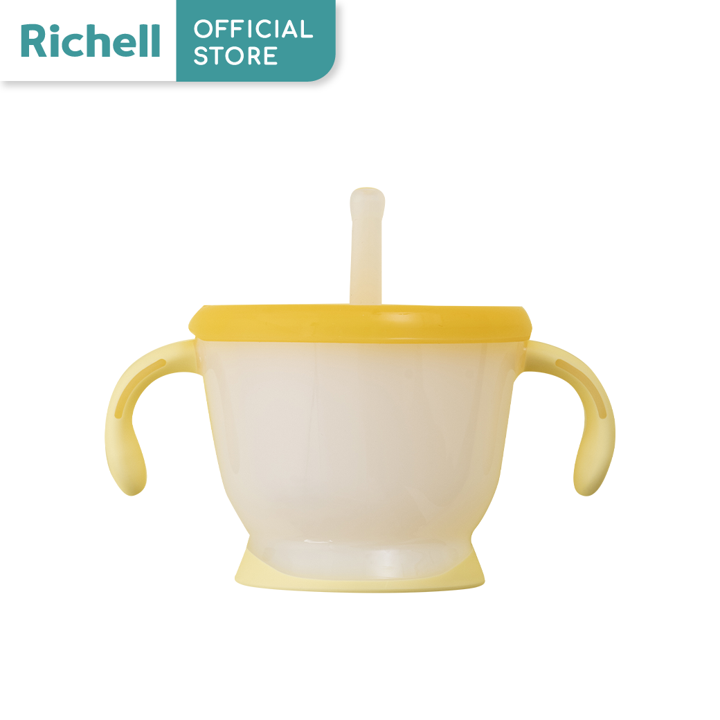 Richell Baby(ริเชลล์) [ยอดนิยม⭐] ถ้วยฝึกดูดรุ่น AQULEA สำหรับเด็ก 6 เดือนขึ้นไป ดีไซน์มีปุ่มกดดันน้ำขึ้น ช่วยฝึกดูดให้คล่อง