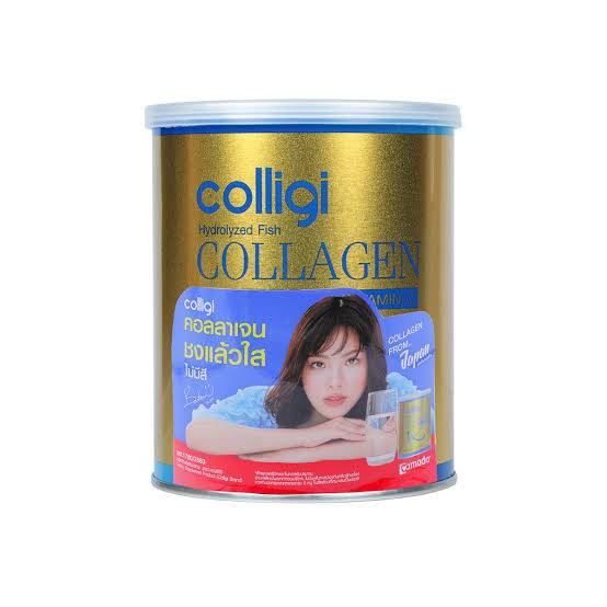 Amado Colligi Hydrolyzed Fish Collagen Tripeptide plus Vitamin C  อมาโด้ คอลลิจิ  ไฮโดรไลซ์ ฟิช คอลลาเจน ไตรเปปไทด์พลัส วิตามิน ซี จำนวน 1 กระป๋อง