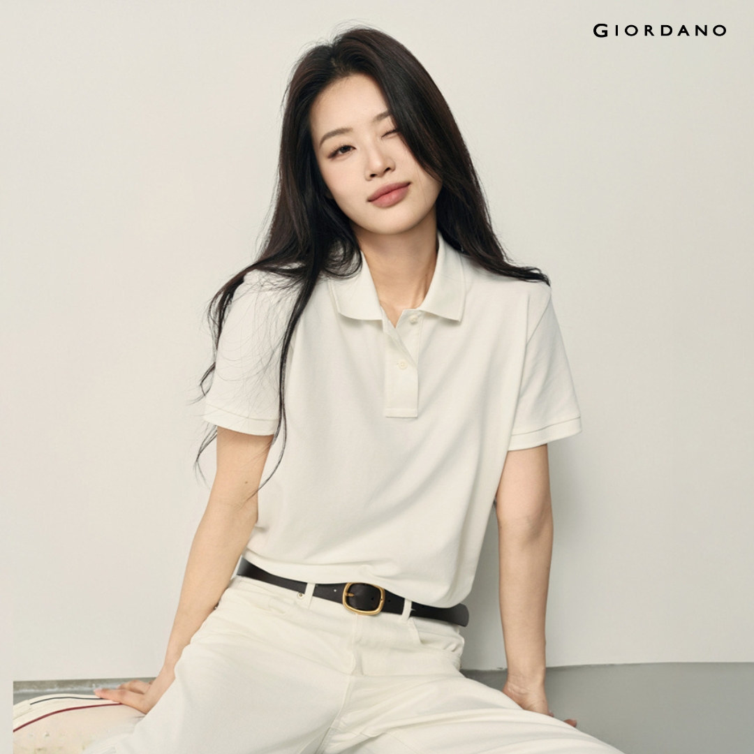[Online Exclusive] Giordano Women's Pique Polo Shirt (Korea Collection) 05315507001 Women's Polo Shirt Giordano Shirt