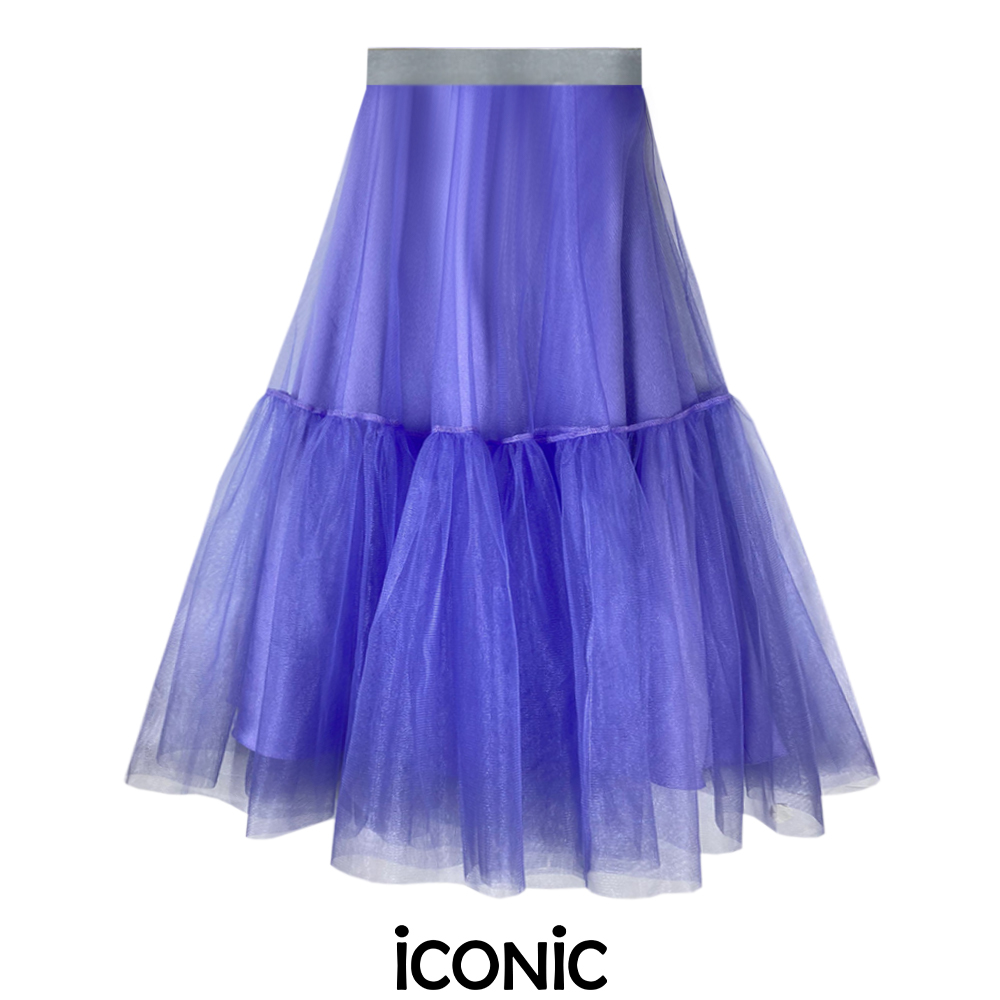iCONiC PURPLE TULLE SKIRT #6496 กระโปรง ผ้าตาข่าย วิบวับ สีม่วง เอวยางยืด ซับในซาติน กระโปรงสุ่ม กระโปรงตาข่าย กระโปรงแฟชั่น ราคา 3,428 บาท*ส่งฟรี