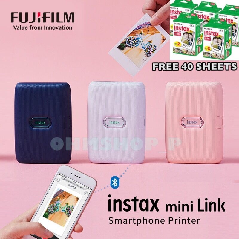 Fujifilm Instax Mini Link Smartphone Printer เครื่องพิมพ์สมาร์ทโฟน แถมฟิล์ม 40 แผ่น ( แท้100% รับประกันศูนย์ไทย 1 ปี )