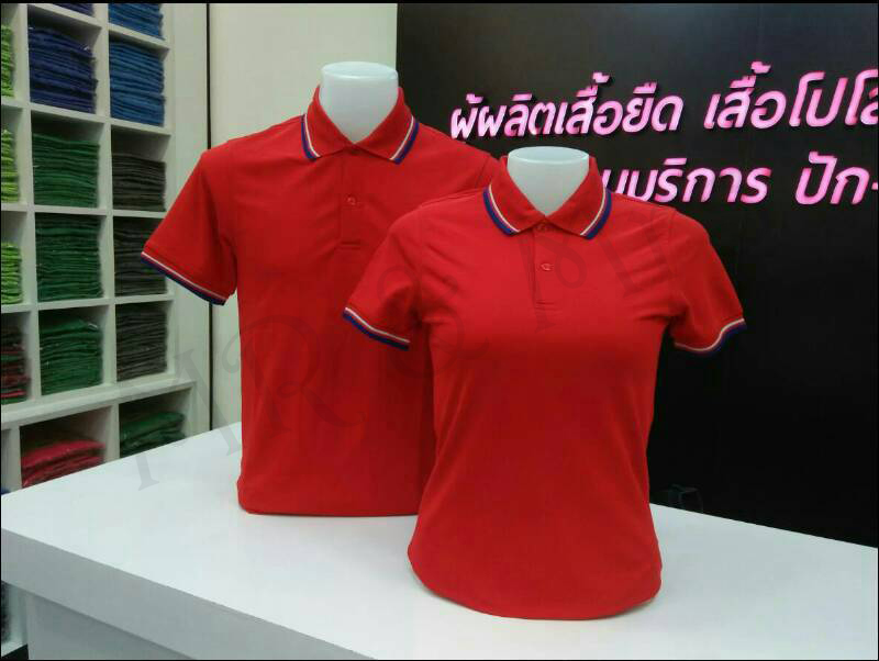 เสื้อโปโลชาย เสื้อคอปกชาย แขนสั้น แบบคลีบ POLO ผ้าCOTTON (สีแดง)
