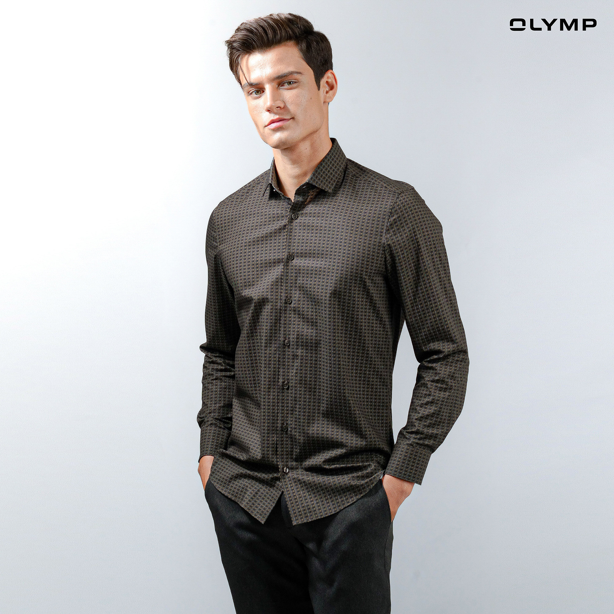 OLYMP Level Five , body fit, Business Shirt, Modern Kent, Brown ราคา 990 บาท*ส่งฟรี