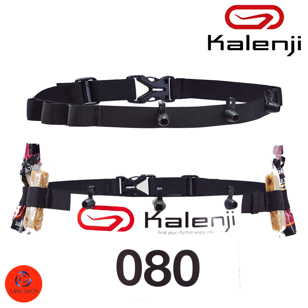 สายคาดเอว Kalenji เข็มขัด ติดป้าย หมายเลขวิ่ง (BIB) (BIB Belt Noir) ของแท้ 100%