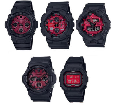 Casio G-Shock นาฬิกาข้อมือผู้ชาย สายเรซิ่น รุ่น ADRENALIN RED SERIES (AWR-M100SAR,AWR-M100SAR-1A,GA-140AR,GA-140AR-1A,GA-700AR,GA-700AR-1A,GAS-100AR,GAS-100AR-1A,GW-B5600AR,GW-B5600AR-1)