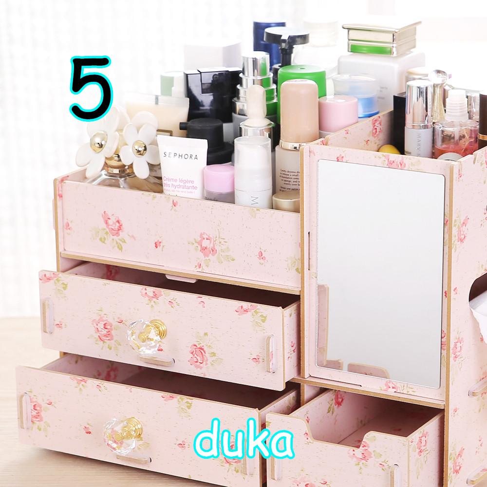 duduka ชั้นเครื่องสำอาง ชั้นวางเครื่องสำอางขนาด 26.5cmX16.5cmX19cm กรณีเครื่องสำอางกระจกบานใหญ่(คละสี）