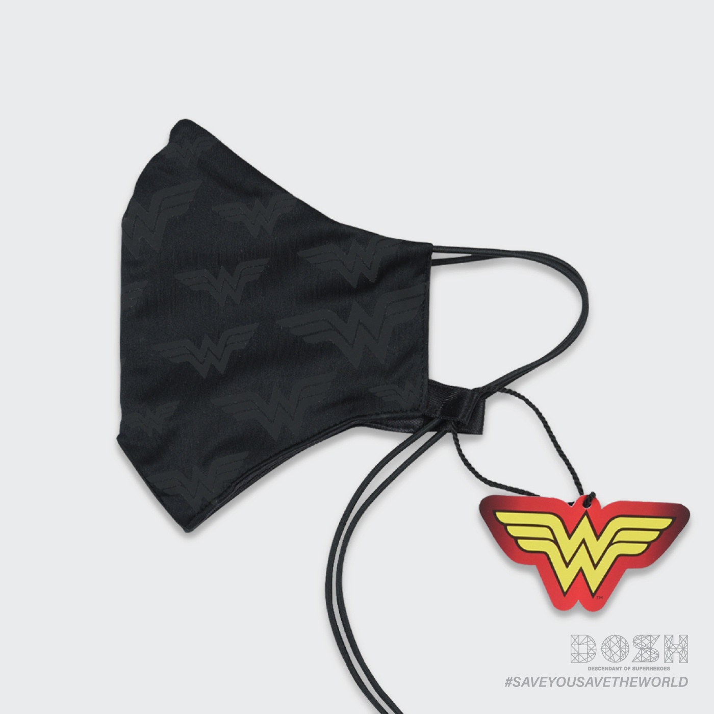 DOSH :FACE MASK ผ้าปิดจมูกกันน้ำ สำหรับผู้ใหญ่ สีดำ ลิขสิทธิ์ WONDER WOMAN  FMASK09-BL1