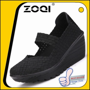 ภาพหน้าปกสินค้าZOQI รองเท้าแฟชั่นทั้งหมดตรงกับหนาด้านล่างเพิ่มความสูงรองเท้า Breathable และเหงื่อ - ดูดซับภายในประณีตทำด้วยมือทอเทคโนโลยีสวมใส่ - ความต้านทานและสะดวกสบาย Sole ซึ่งคุณอาจชอบสินค้านี้