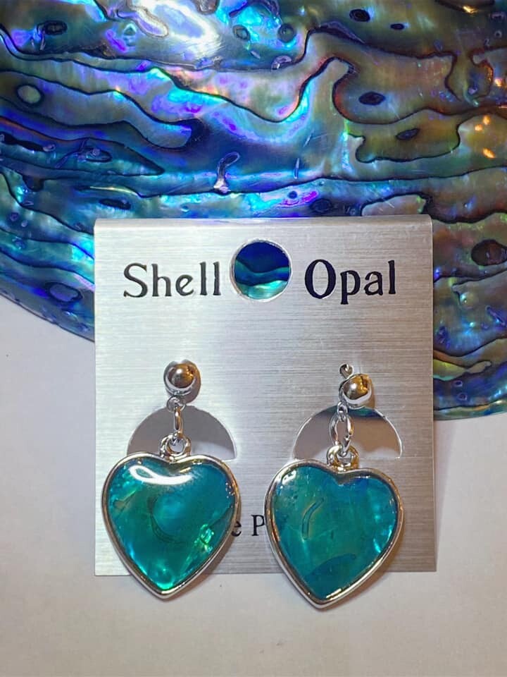 ต่างหุ เปลือกหอย shell Opal เปลือกหอยอะเป๋าหื้อนิวซีแลนด์หัวใจ