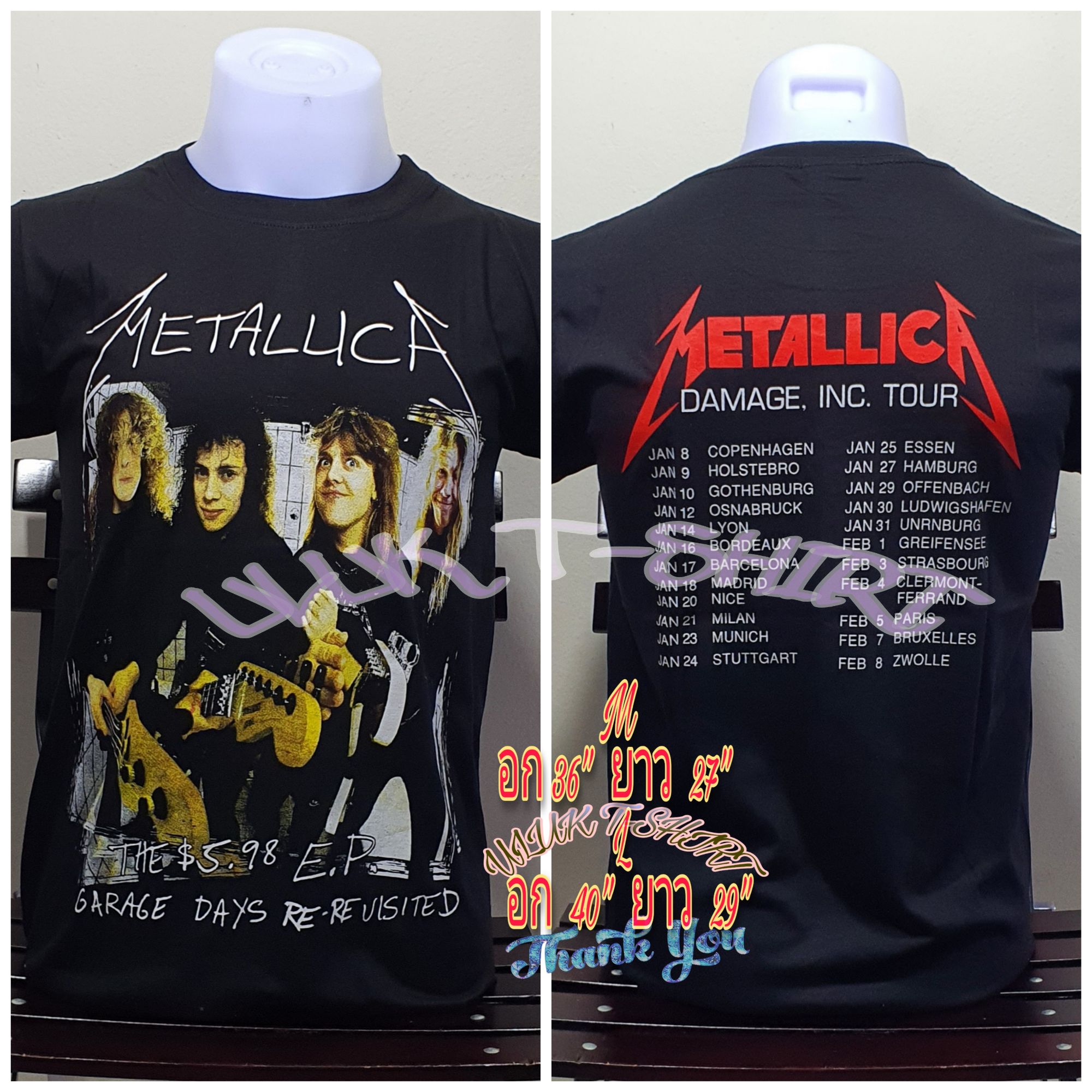 เสื้อคอกลม วงดนตรี Metallica เมทัลลิก้า วงร๊อค วินเทจ