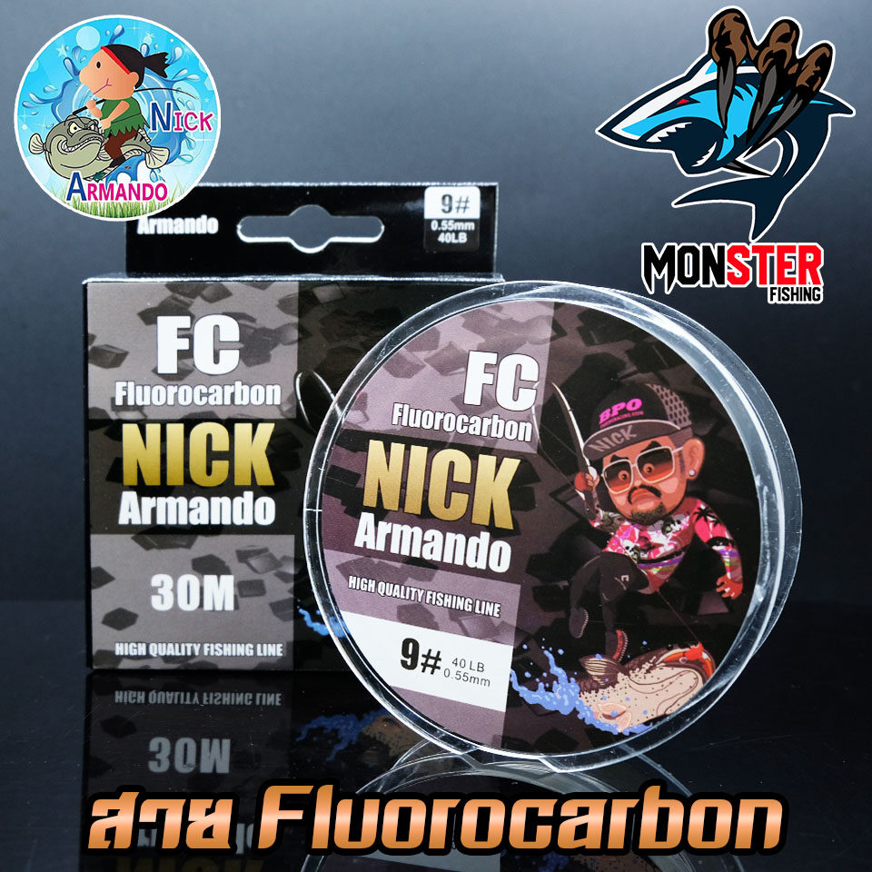 สายช๊อคลีด ฟูโอคาร์บอน 100% SHOCK LEADER FLUOROCARBON NICK ARMANDO ( ตกปลาฟันคม )