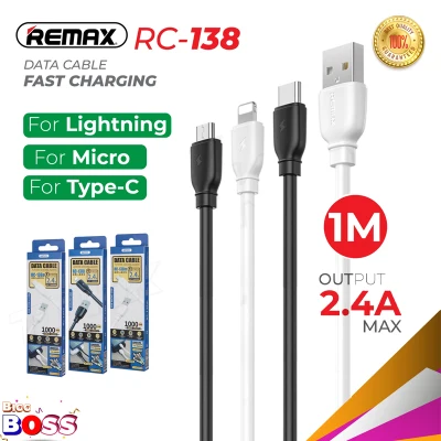 Remax RC-138 แท้100% สายชาร์จ Micro/Type-C/ Lightning Fast Charging Data Cable 2.4A สายชาร์จคุณภาพดี
