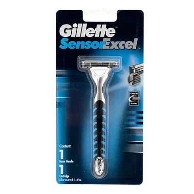 Gillette Sensor Excel ยิลเลตต์ เซ็นเซอร์ เอ็กเซล ใบมีดโกนพร้อมด้าม 1 แพค