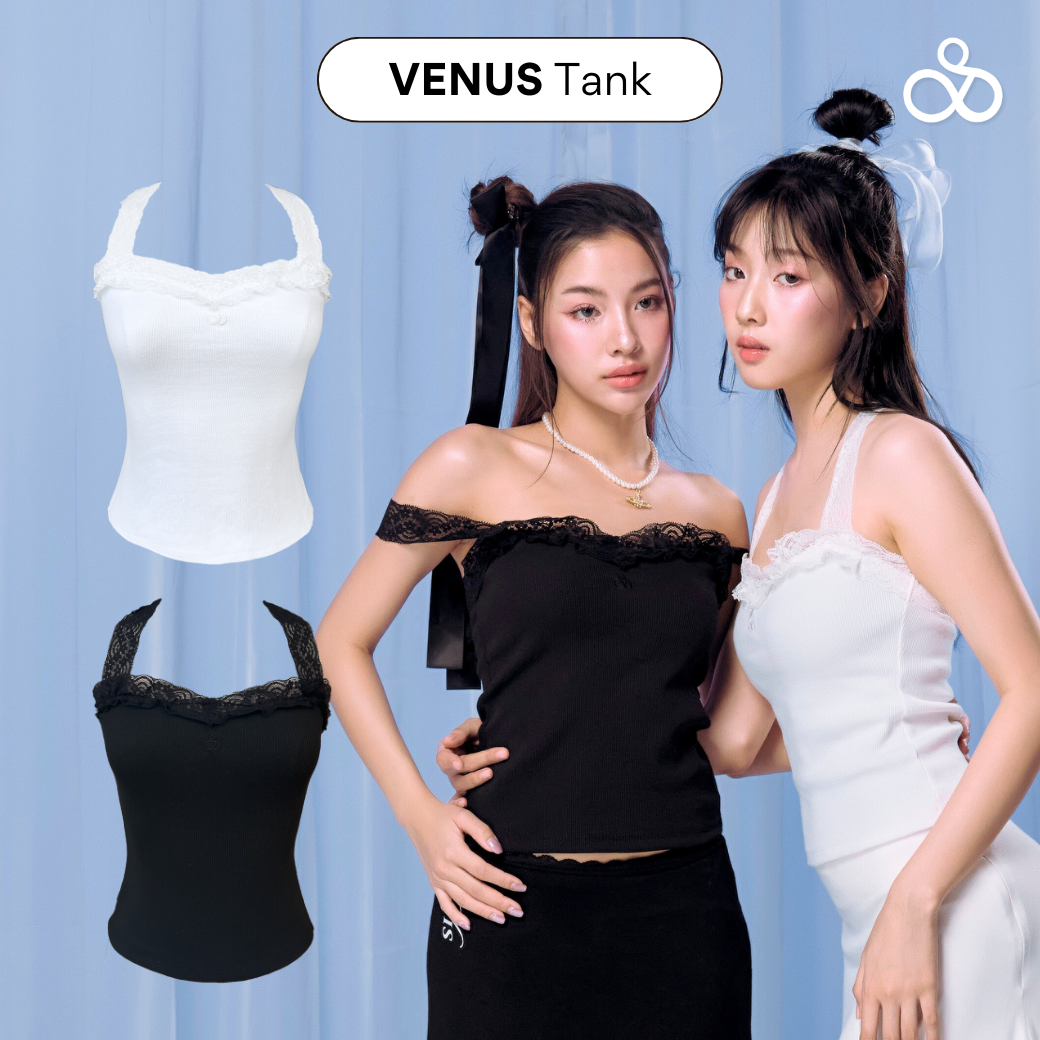 Sistersfabric - Venus Tank เสื้อลูกไม้ผูกคอ ราคา 499 บาท*ส่งฟรี