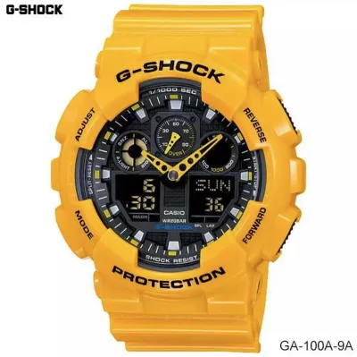 Casio G-Shock กีฬานาฬิกาแฟชั่นสบายๆ GA-100A-9A กันน้ำและกันกระแทก( สีเหลือง )