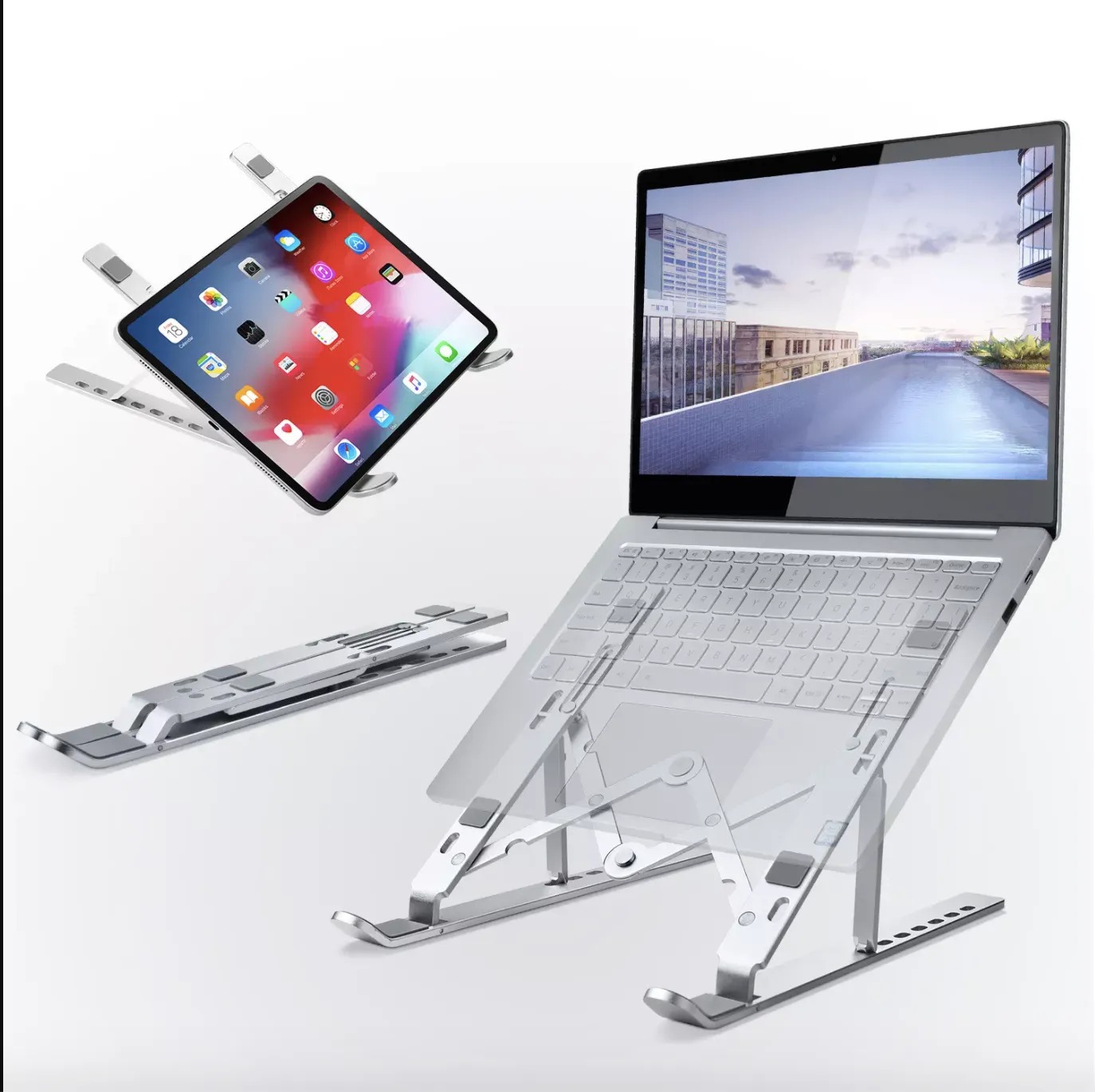 Laptop stand ขาตั้งแล็ปท็อป/แท่นวางโน๊ตบุ๊ค ปรับระดับได้ 7 ระดับ พับเก็บได้ น้ำหนักเบา