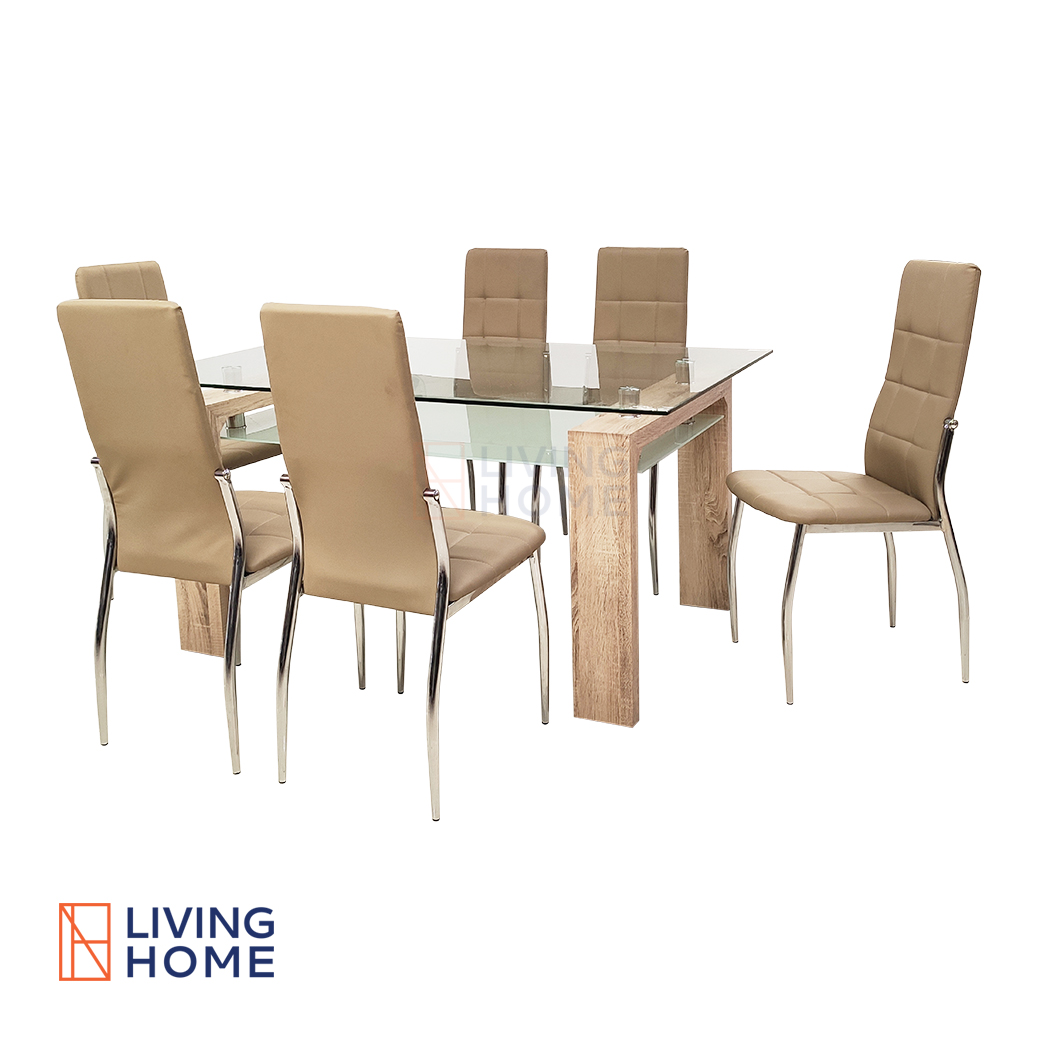 ผ่อน 0% โต๊ะอาหาร + เก้าอี้ 6 ที่นั่ง ขนาด 150 cm. รุ่น STARK | Livinghome