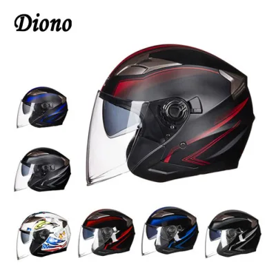 Diono motorcycle helmet half face helmet ABS electric motorbike safety double lens helmet