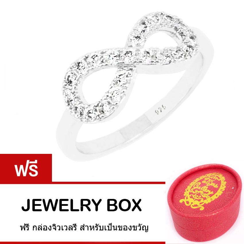 Tips Gallery แหวน เงินแท้ 925 หุ้มทองคำขาว เพชร CZ Hearts & Arrows 1 กะรัต รุ่น ความรักไม่มีที่สิ้นสุด Le Infinity Eternity love Design TRS076 ฟรี กล่องจิวเวลรี ราคา 249 บาท*ส่งฟรี