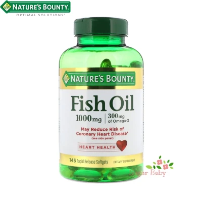 Nature's Bounty Fish Oil 1000 mg 145 Rapid Release Softgels น้ำมันปลา 1000 มิลลิกรัม 145 เม็ด
