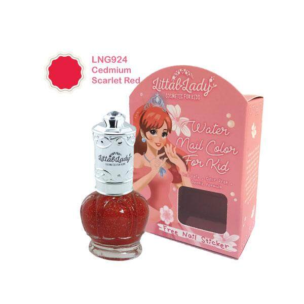 Littal Lady ยาทาเล็บเด็ก พร้อมสติ๊กเกอร์ติดเล็บ ปลอดสารพิษ สีแดงกลิตเตอร์ ไม่มีกลิ่นเหม็น ล้างออกได้ด้วยน้ำเปล่า