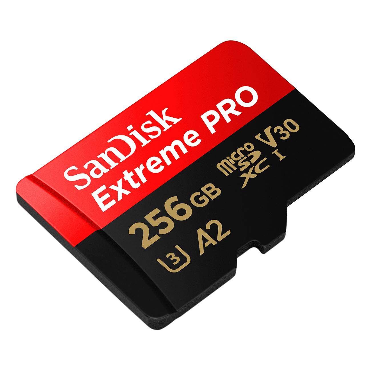 SanDisk Extreme Pro microSDXC, SQXCZ 256GB, V30, U3, C10, A2, UHS-I, 170MB/s R, 90MB/s W, 4x6, SD adaptor, Lifetime Limited ( เมมโมรี่การ์ด ไมโครเอสดี การ์ด )