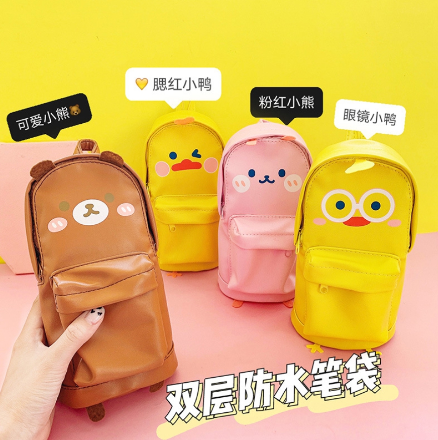 [พร้อมส่ง] กระเป๋าดินสอแบบหนัง PU กันนํ้า ตัวการ์ตูนน่ารักสไตส์เกาหลี