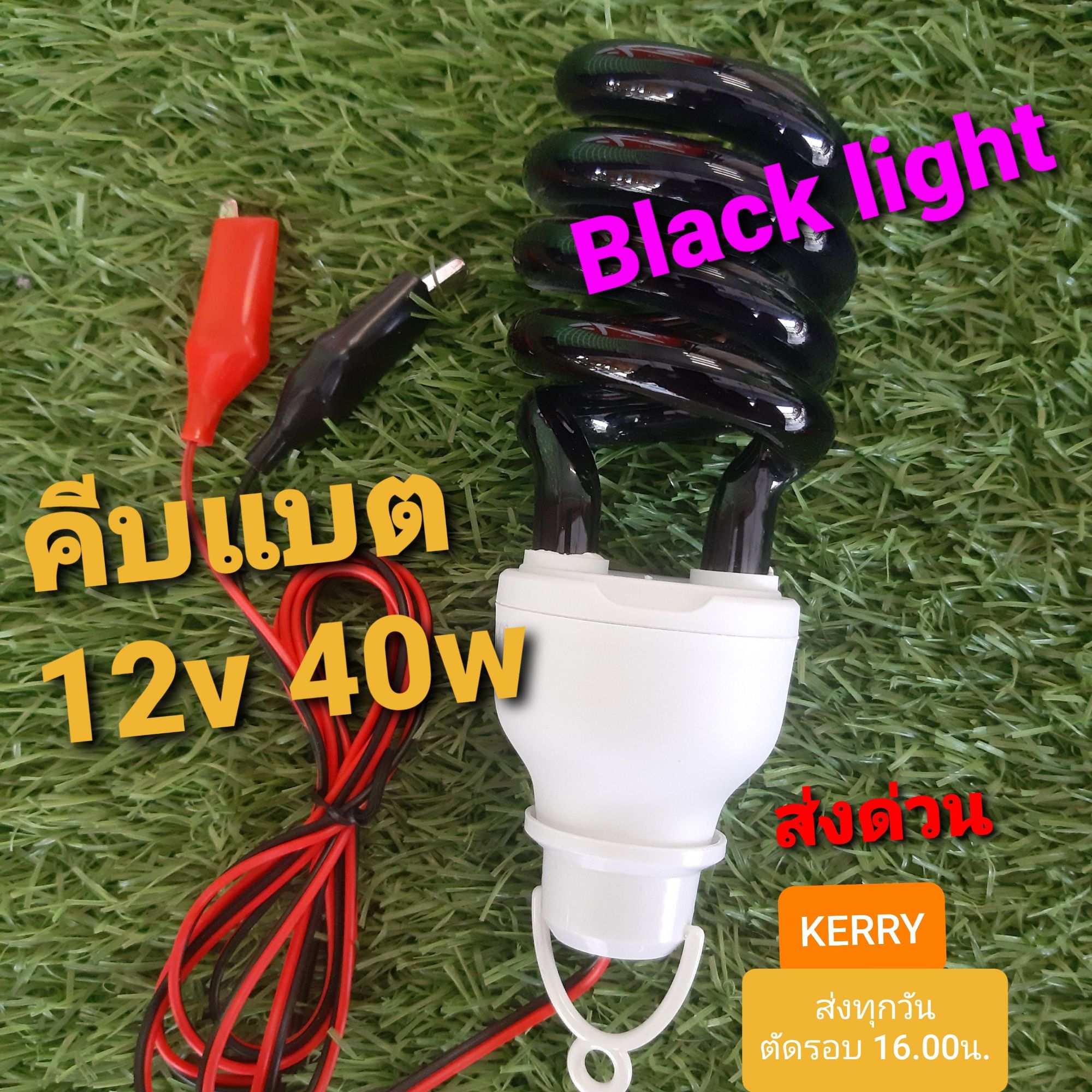 ไฟล่อแมลง คีบแบต12v แสงสีม่วง UV black light