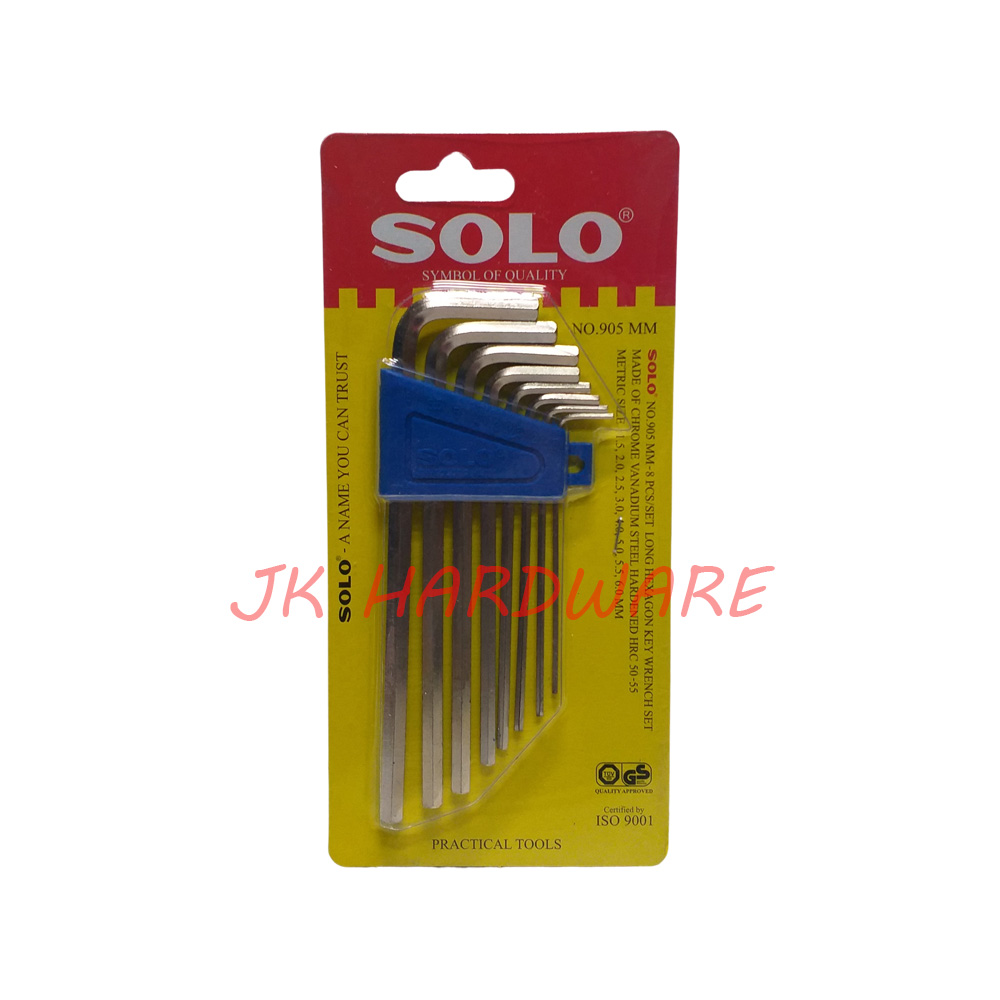 SOLO 905 MM ประแจตัวแอล ประแจหกเหลี่ยม กุญแจตัวแอล 8 ตัวชุด