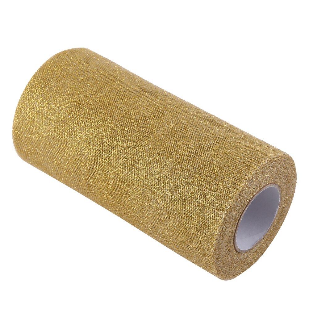 duoqiao [Best deal] Glitter Tulle Fabric Tulle Roll Spool Fabric Party Supplies Wedding Decoration (Gold) - intl(Gold)
