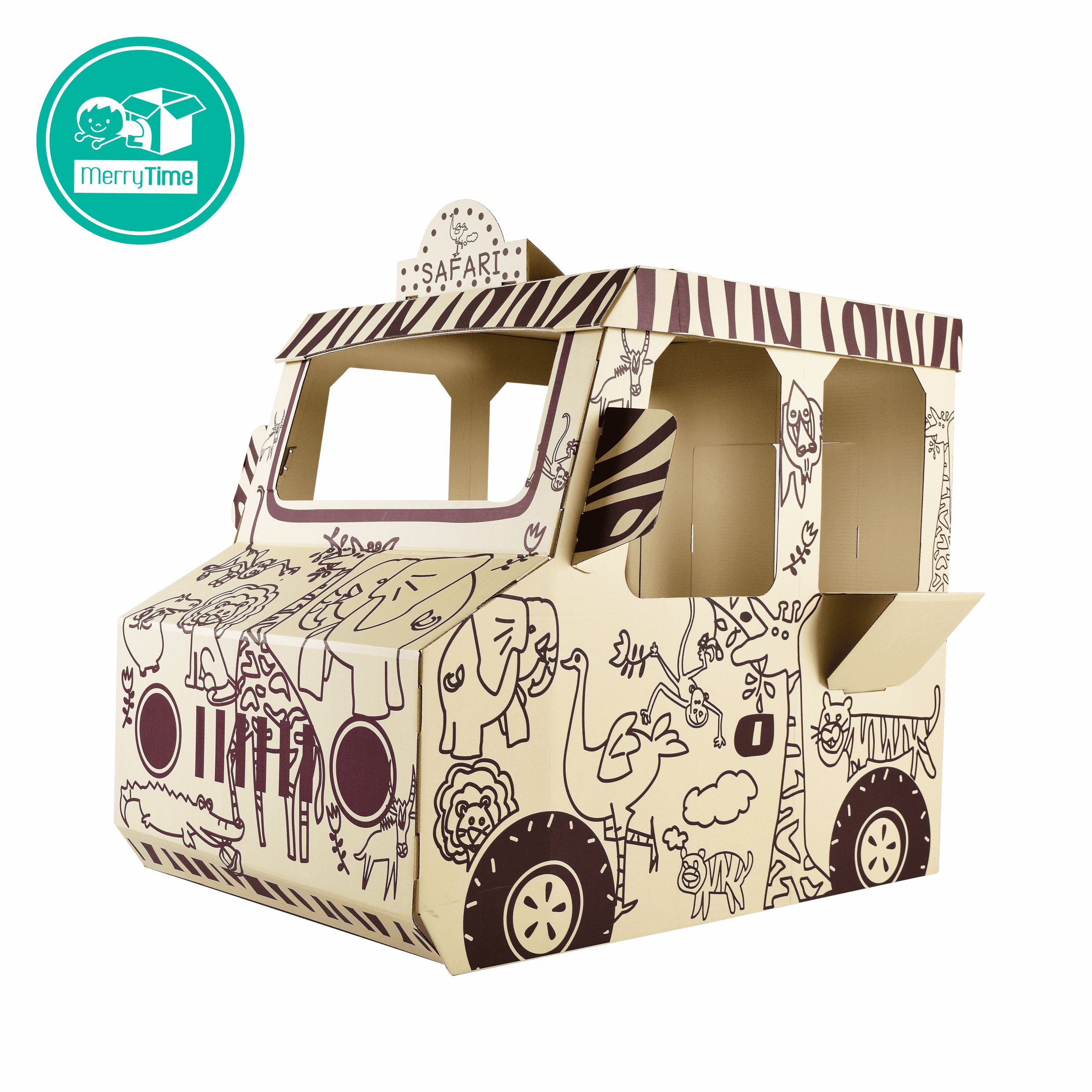 รถกระดาษลายซาฟารี (Merry Car - Safari) - Cardboard Truck Playhouse