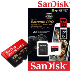 สินค้า SanDisk Extreme Pro microSD Card 256GB ความเร็ว อ่าน 170MB/s เขียน 90MB/s (SDSQXCZ_256G_GN6MA) ใส่ โทรศัพท์ มือถือ สมาร์ทโฟน แอนดรอย Andriod Action Camera กล้องแอคชั่น โดรน DJI กล้อง SJCAM SJ8 ประกัน Lifetime โดย Synnex เมมโมรี่ แซนดิส Gopro 7 (สีแดง ดำ)