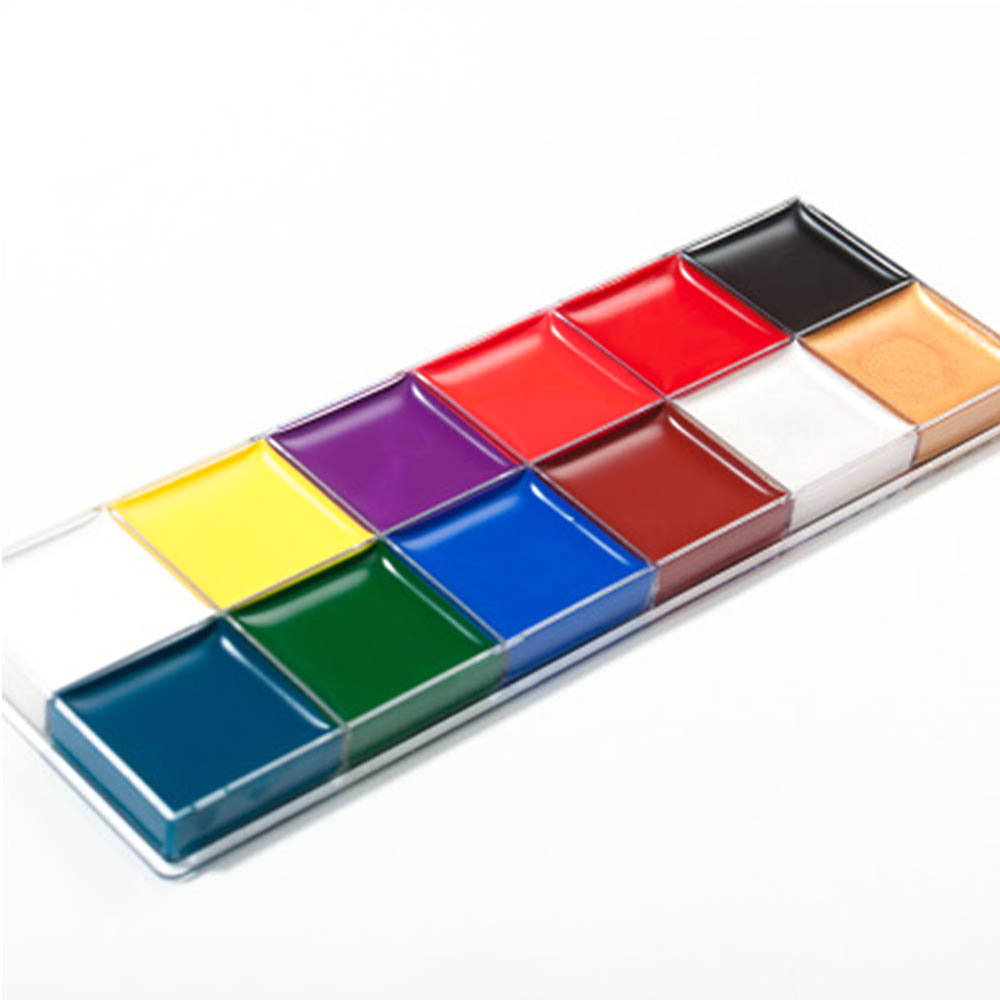 12สีฮาโลวีนสีทาใบหน้าร่างกายชุดภาพวาดใบหน้า Art Palette แต่งหน้าคอสเพลย์คริสมาสต์ปีใหม่ Party Supply