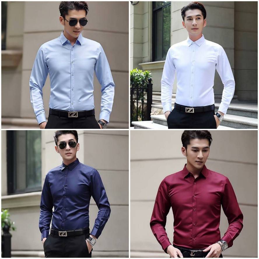 สื้อเชิ้ตผู้ชายแขนยาว​ใส่ทำงาน ใส่แล้ว​หล่อ​ผ้า OXFORD