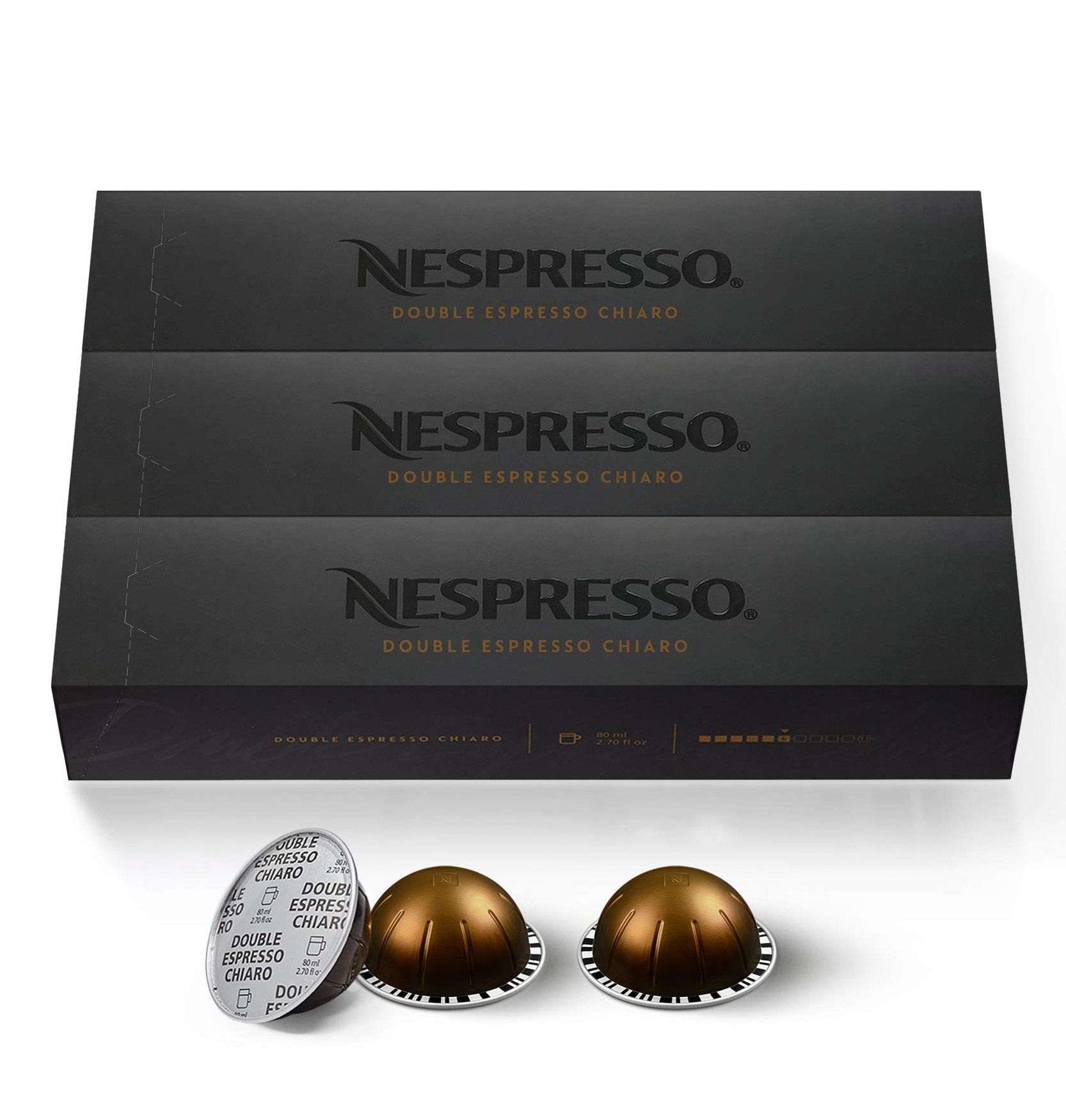 NESPRESSO Vertuo Double Espresso CHIARO Coffee Capsule เนสเพรสโซ เวอทูโอ้ เชียโร กาแฟคั่วบด แคปซูล 30 Coffee Pods ราคา 1,338 บาท*ส่งฟรี