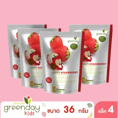 [แพ็ก 4] Greenday Fruitfarm Crispy Strawberry ฟรุ๊ตฟาร์มสตอเบอรี่อบกรอบ 36 กรัม