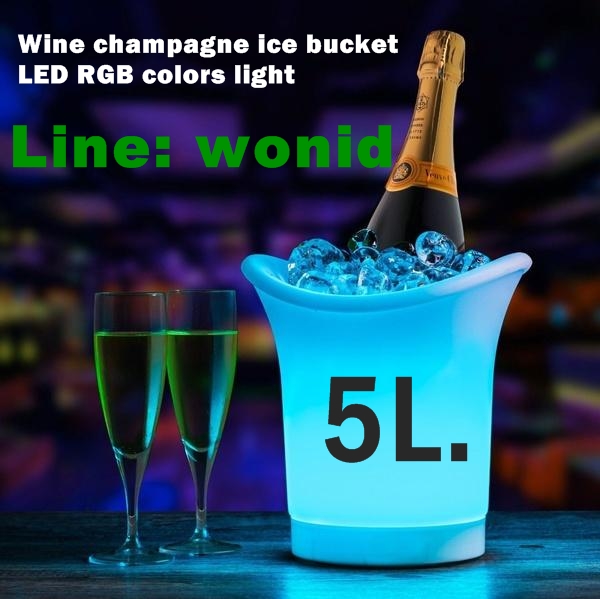 Wine champagne ice bucket 5 LT. LED RGB colors light  ถังแช่ไวน์มีไฟเรืองแสง เปลี่ยนสีได้ 5 ลิตร