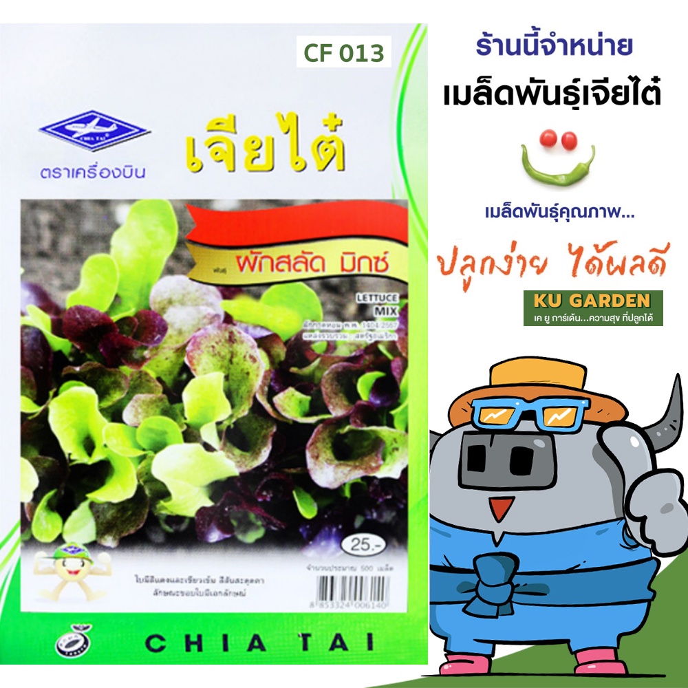 CHIATAI 🇹🇭 ผักซอง เจียไต๋ F013#สลัด มิกซ์ F1  ประมาณ 500เมล็ด เมล็ดพันธุ์ผัก เมล็ดผัก เมล็ดพืช ผักสวนครัว