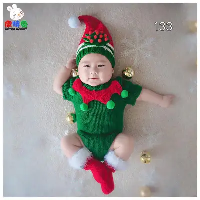 พร้อมส่ง!! ชุดคริสมาสต์ไหมพรมเขียว133 (Green Three Piece Suit Christmas) Baby Fancy By Tritonshop
