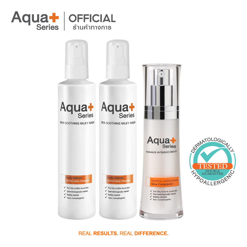 AquaPlus Radiance-Intensive Essence 30 ml. & Skin Soothing Milky Wash 175 ml. (จำนวน 2 ขวด) เอสเซนส์บำรุงผิวหน้า และโฟมน้ำนมล้างหน้า