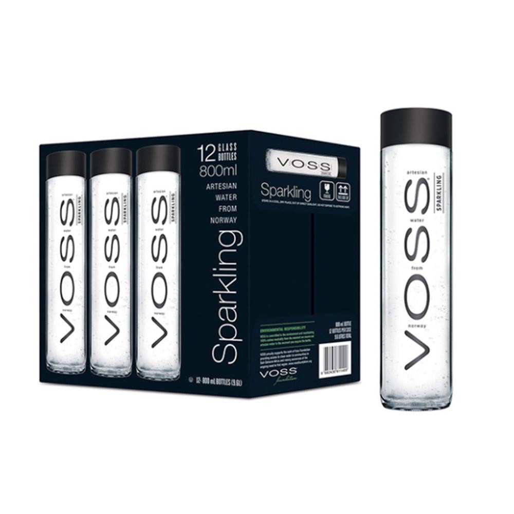 Voss Sparkling Mineral Water Glass 800 ml. 12 Bottle น้ำแร่ธรรมชาติ VOSS Sparkling ขวดแก้ว 800 มล. 12 ขวด ราคา 2,320 บาท*ส่งฟรี