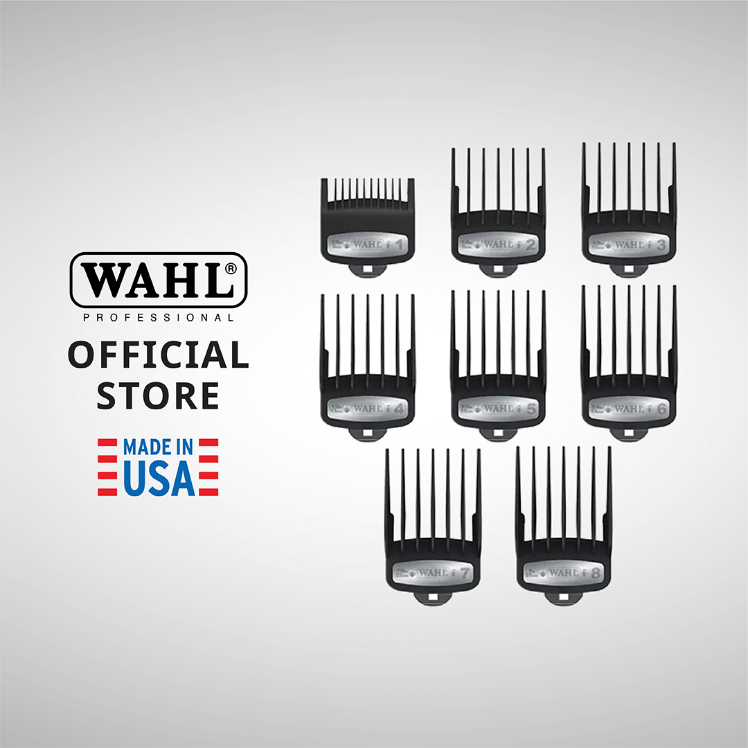 Wahl Premium Attachment Cutting Guide Combs 8pcs - อุปกรณ์เสริมของแท้, แบตเตอร์เลี่ยน, ฟันปัตตาเลี่ยน ราคา 1,235 บาท*ส่งฟรี