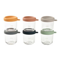 BEABA ชุดกระปุกแก้ว ฝาปิดสูญญากาศ 6 ชิ้น Set of 6 250 ml Glass Portions Assorted