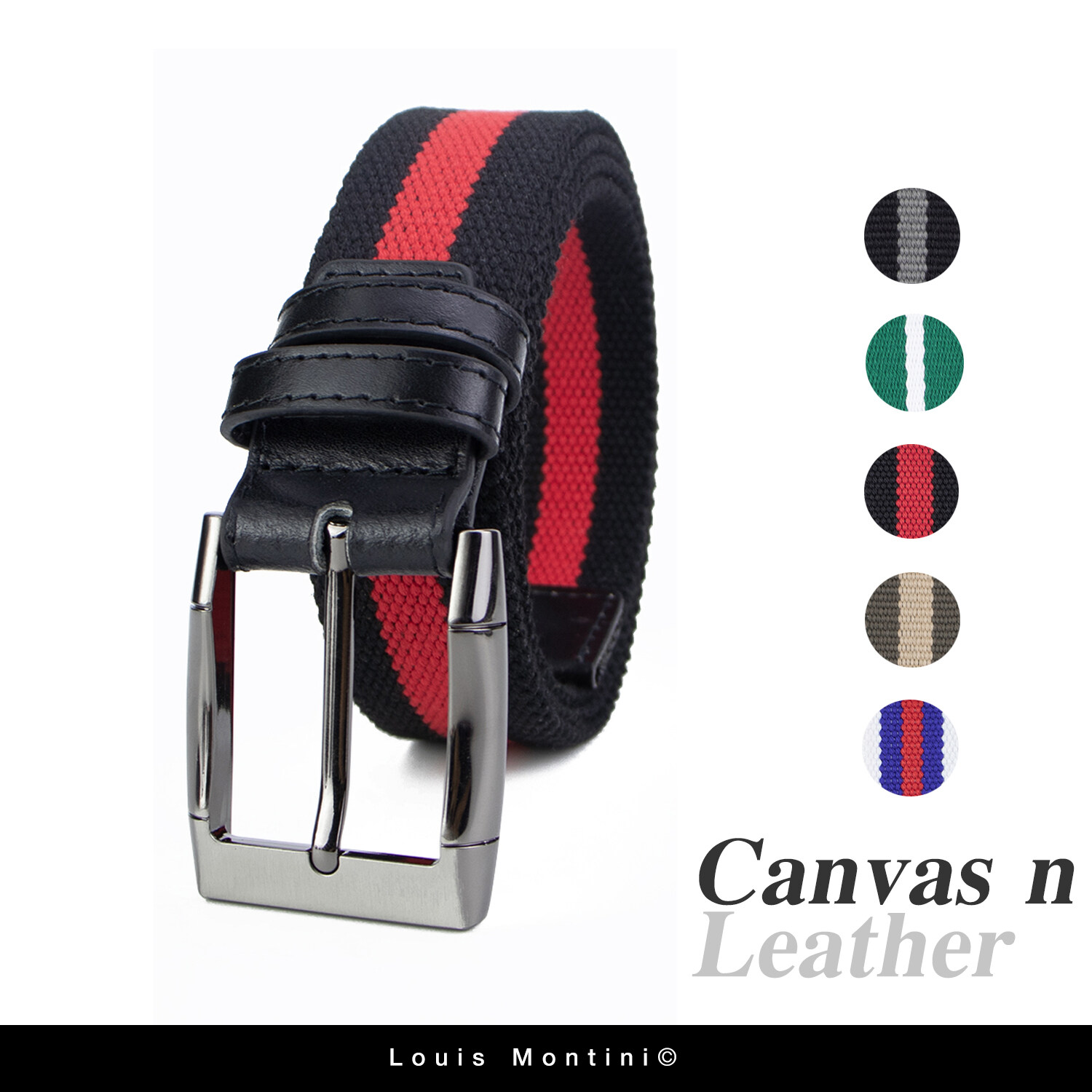 Louis Montini Canvas Belt canvas เข็มขัดผ้า เข็มขัดผู้ชาย เข็มขัดแฟชั่น MCT19