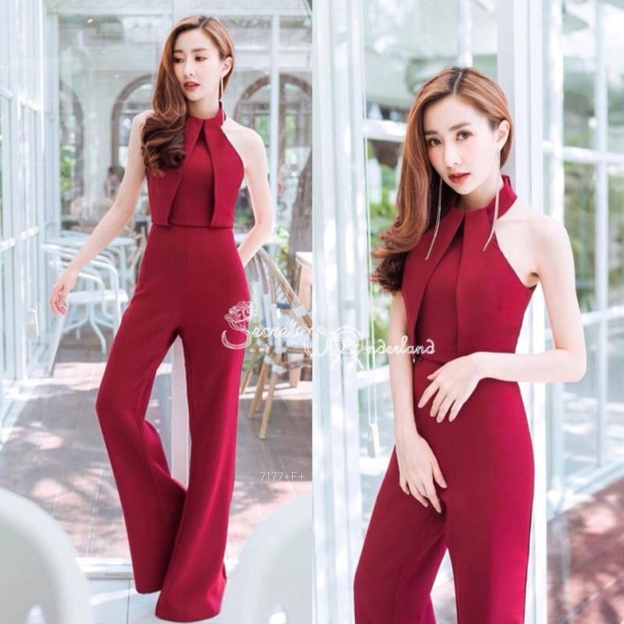 GN7177 **รบกวนสอบถามstockก่อนสั่งซื้อจ้า**  jumpsuit จั้มสูทคอปีน