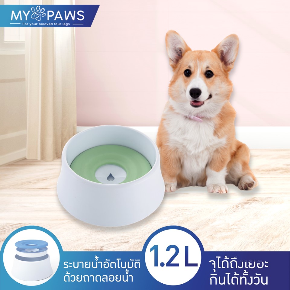 My Paws Floating bowl ชามใส่น้ำสัตว์เลี้ยง ดีไซน์พิเศษระบายน้ำอัตโนมัติด้วยถาดลอยน้ำ ช่วยรักษาสุขอนามัยให้น้องๆ