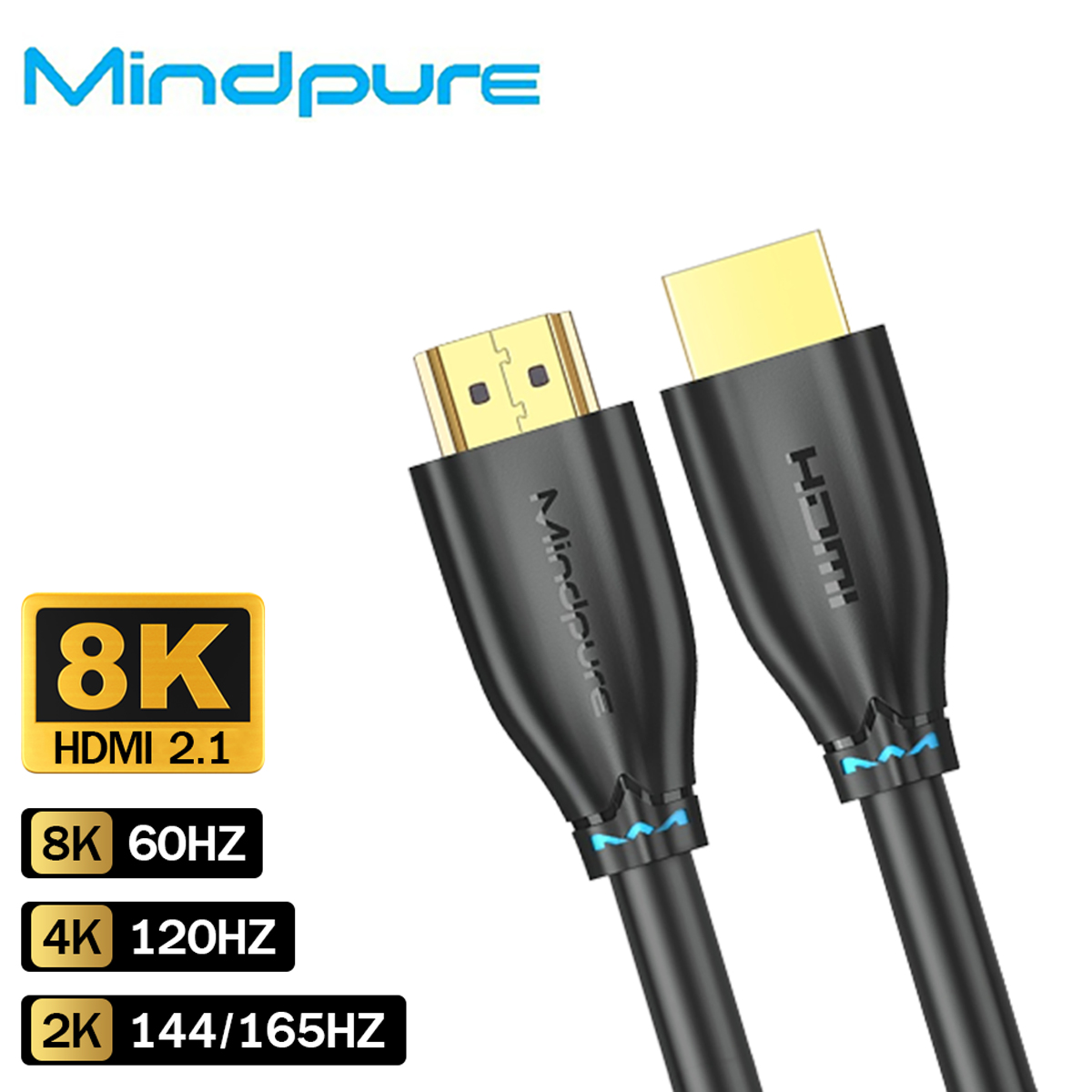 สาย HDMI 2.1 8K รุ่นอัพเกรด 2021 สายเคเบิ้ล รับรองสูงสุด 8K/60hz คุณภาพระดับสูง สายแปลงสัญญาณ HDMI TO HDMI /  Mindpure  D-PHONE