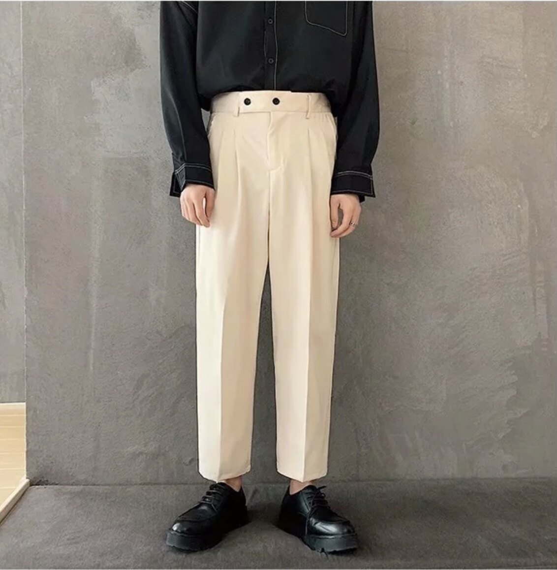 กางเกงลำลอง กางเกงขายาวชาย สไตล์เกาหลี กางเกงเอวสูง ขา 5 ส่วน
