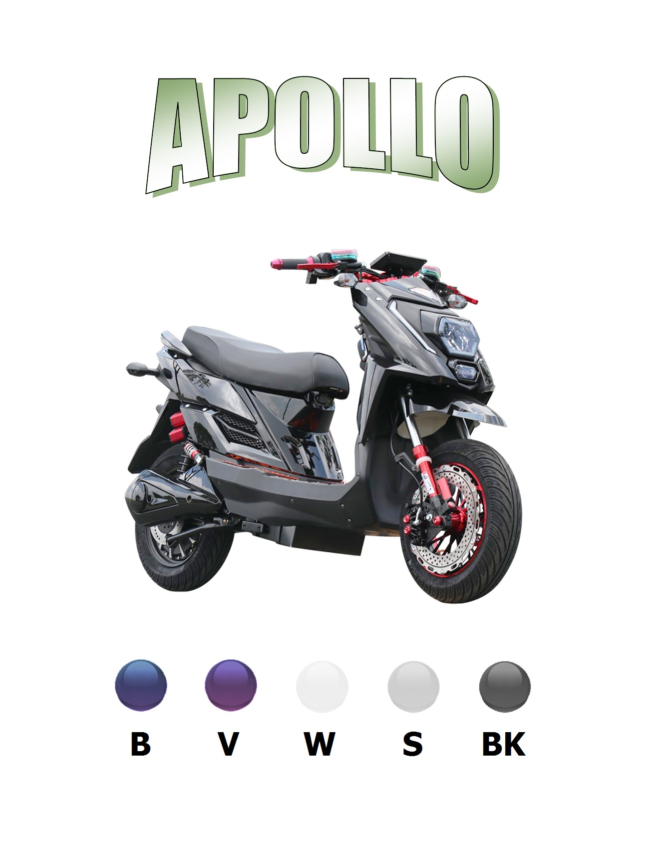 มอเตอร์ไซค์ไฟฟ้ารุ่น Apollo แบตเตอรี่ 72V 25Ah. วงล้อ 14 นิ้ว มาพร้อมของแถมเพียบ มีประกันมอเตอร์+กล่องควบคุม+แบตเตอรี่ #จัดส่งฟรี กทม.-ปริมณฑล ราคา 33,900 บาท*ส่งฟรี