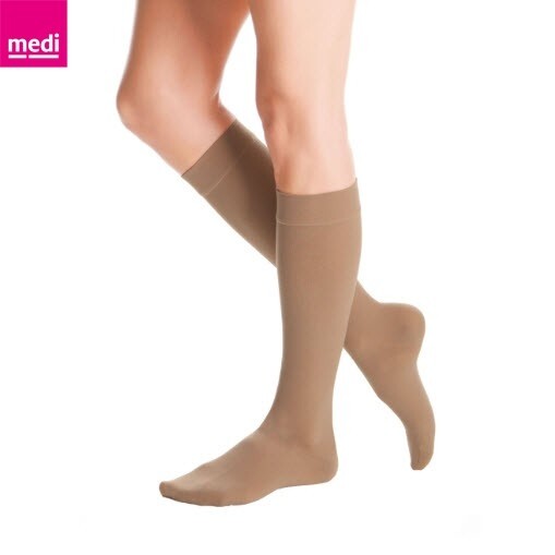 Medi ถุงน่อง ป้องกัน เส้นเลือดขอด Duomed ของแท้ 100% ใต้เข่า-เปิด/ปิด ปลายเท้า-สีเนื้อ ถุงน่อง ป้องกัน เส้นเลือดขอด Class2 23-32 mmHg